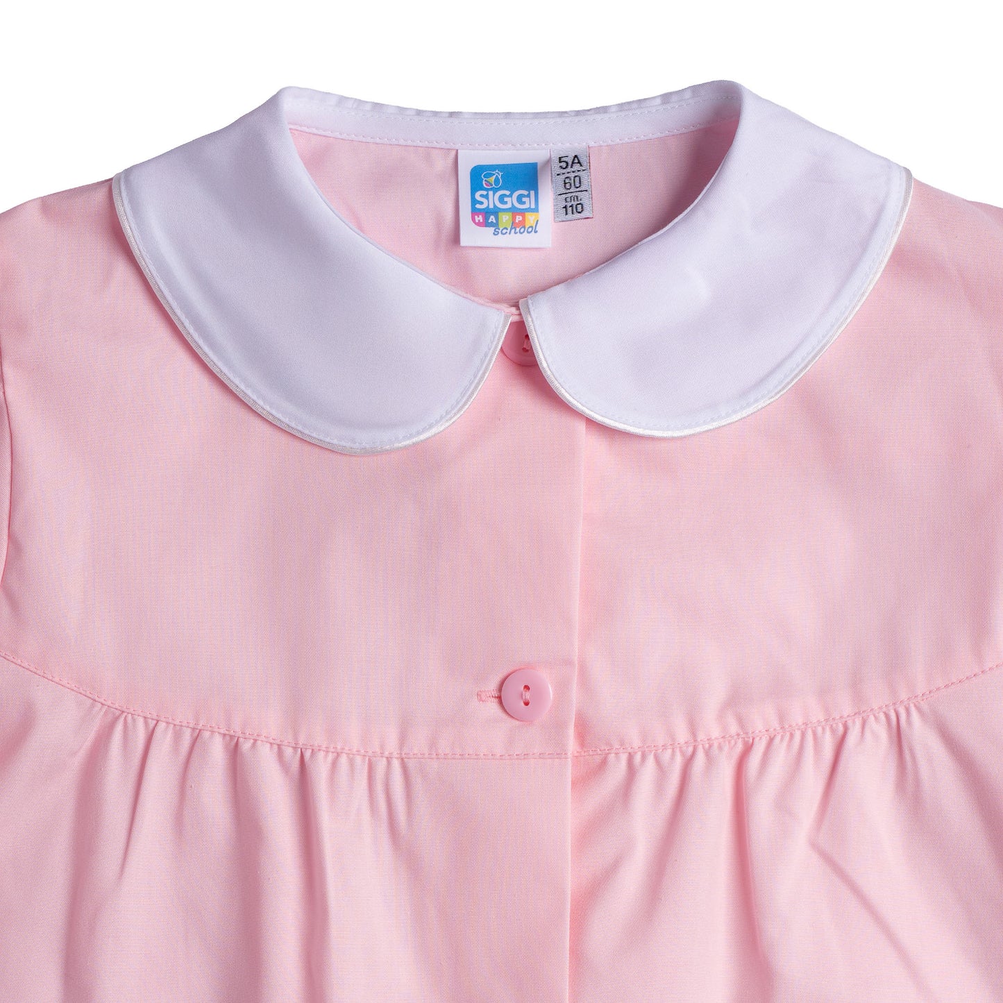 Grembiule Bambina Asilo, Abbottonatura centrale, colore Rosa Tinta Unita