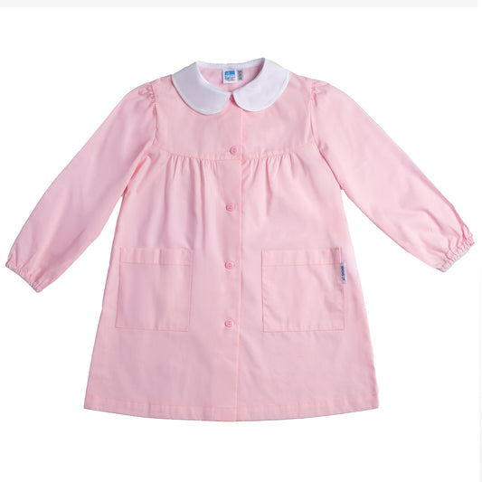 Grembiule Bambina Asilo, Abbottonatura centrale, colore Rosa Tinta Unita