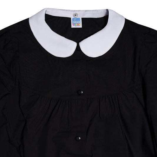 Grembiule Bambina Scuola, Abbottonatura centrale, colore Nero