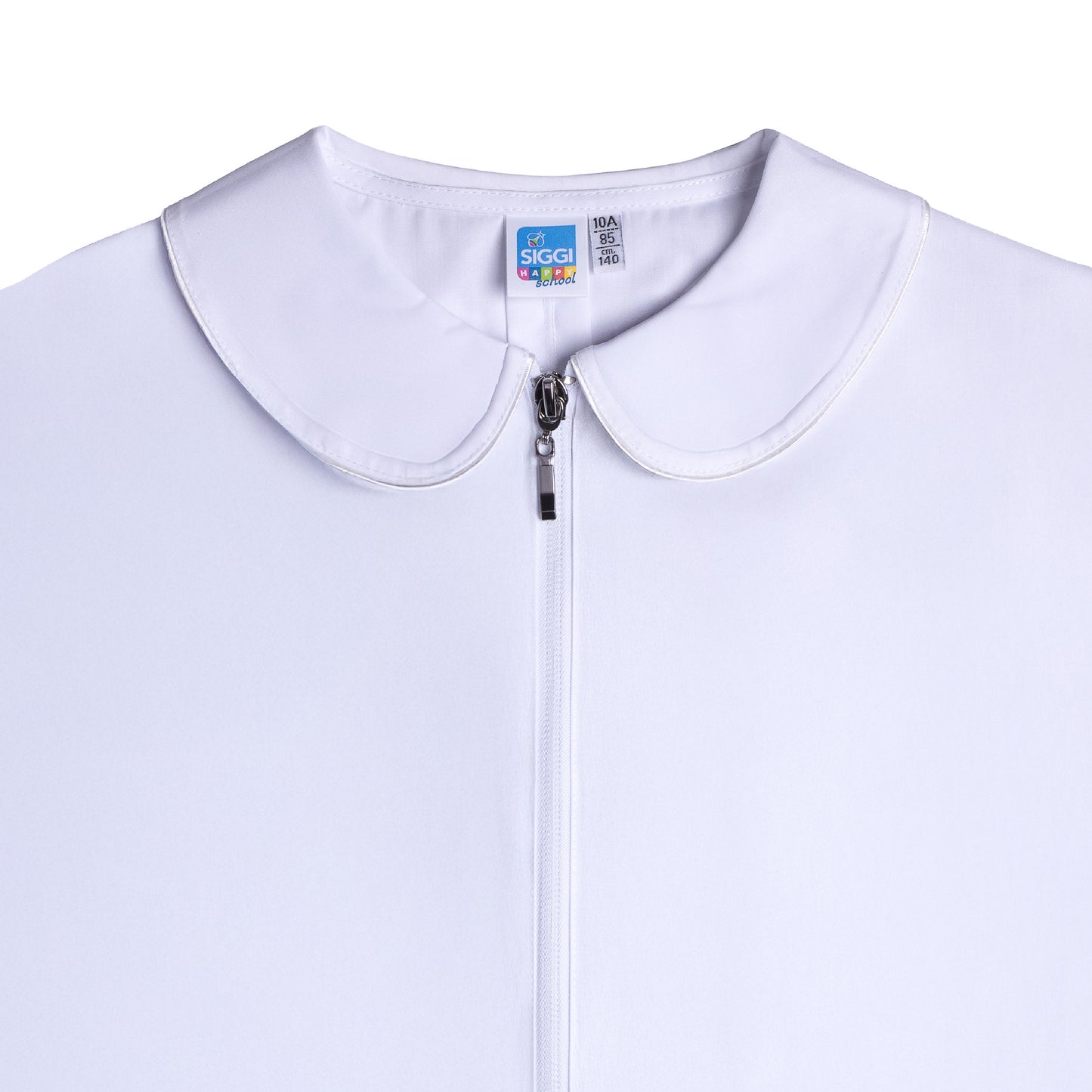Grembiule Bambina Scuola, Chiusura Zip, colore Bianco