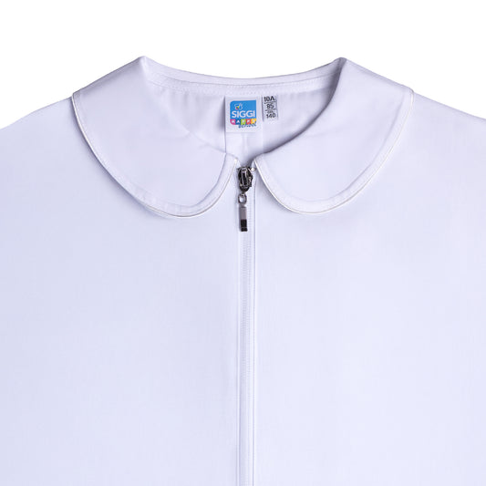 Grembiule Bambina Scuola, Chiusura Zip, colore Bianco