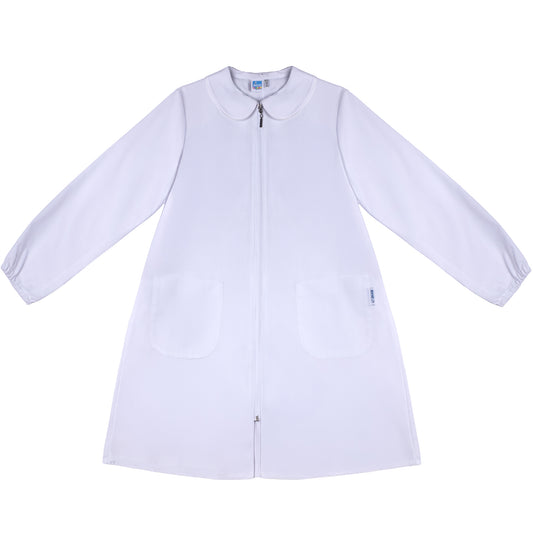 Grembiule Bambina Scuola, Chiusura Zip, colore Bianco