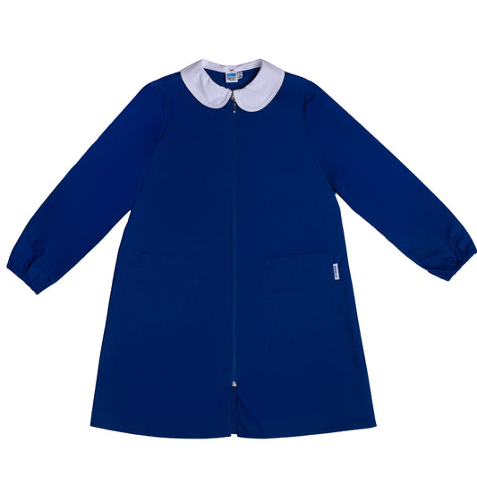Grembiule Bambina Scuola, Chiusura Zip, colore Bluette