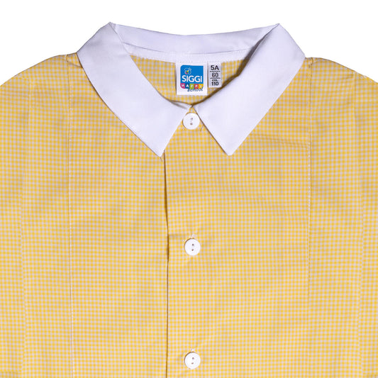 Grembiule Bambino Asilo, Abbottonatura centrale, colore Giallo/Bianco Quadrettato