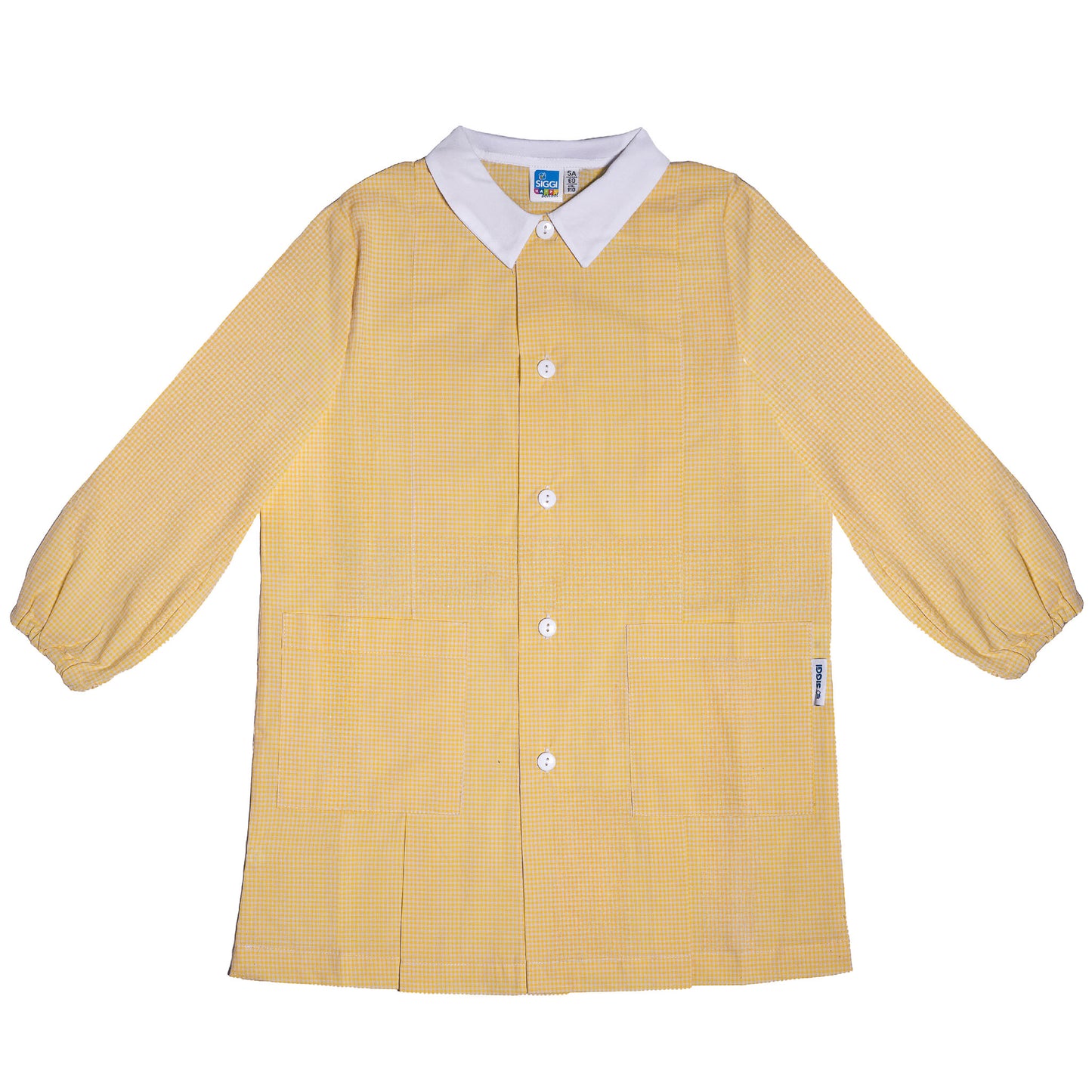 Grembiule Bambino Asilo, Abbottonatura centrale, colore Giallo/Bianco Quadrettato