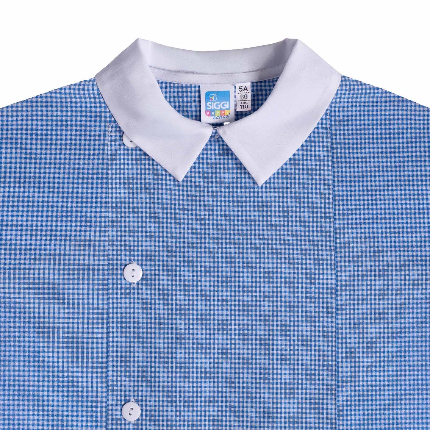 Grembiule Bambino Asilo, Abbottonatura laterale, colore Azzurro/Bianco Quadrettato
