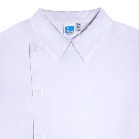 Grembiule Bambino Scuola, Abbottonatura Laterale, colore Bianco