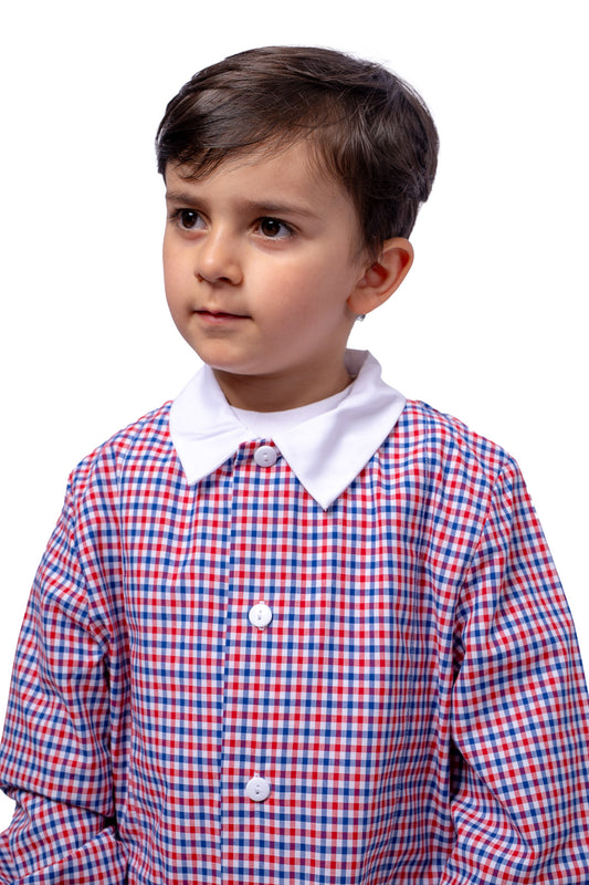 Grembiule Bambino Asilo, Abbottonatura centrale, colore Scozzese Quadrettato