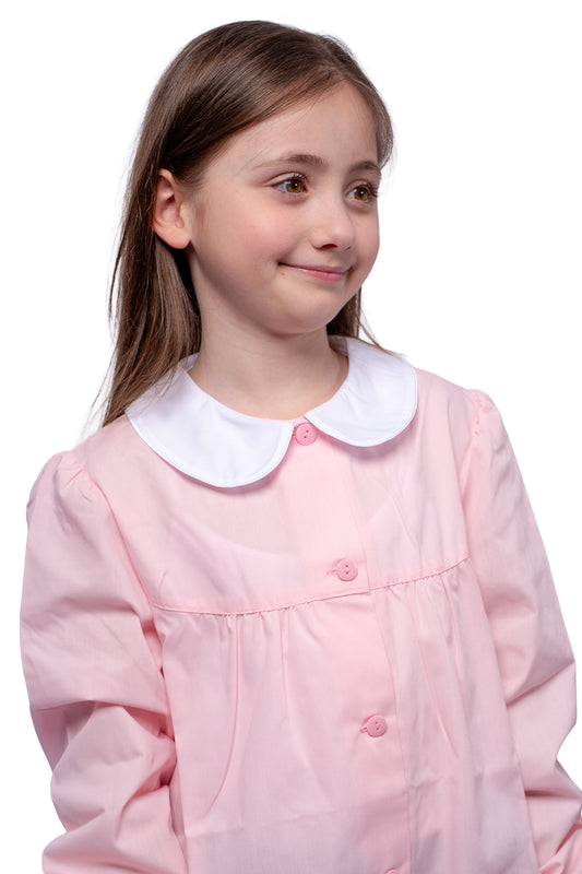 Grembiule Bambina Asilo, Abbottonatura centrale, colore Rosa Tinta Unita