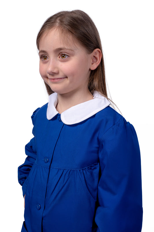 Grembiule Bambina Scuola, Abbottonatura centrale, colore Bluette