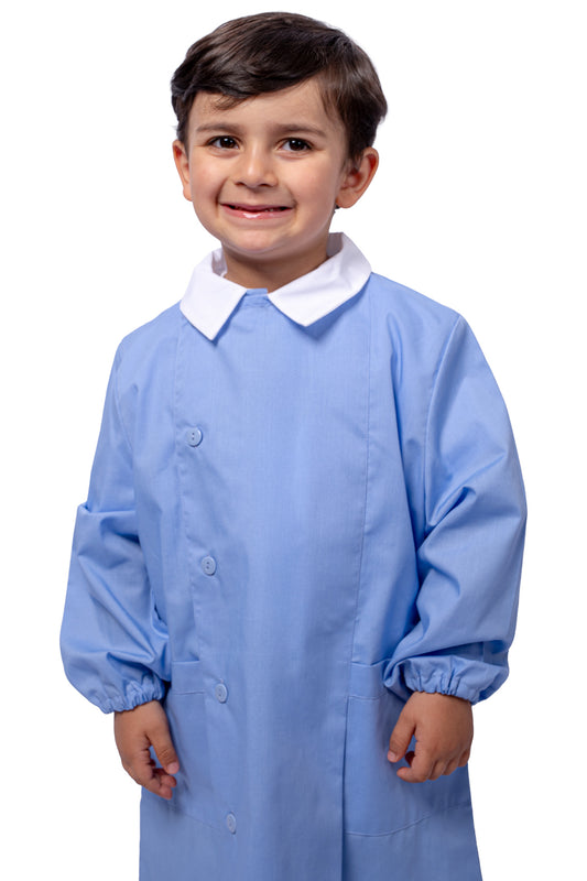Grembiule Bambino Asilo, Abbottonatura laterale, colore Celeste