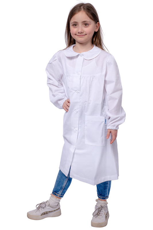 Grembiule Asilo Bimba "Siggi" - Abbottonatura Centrale/Bianco - CON MERLETTO