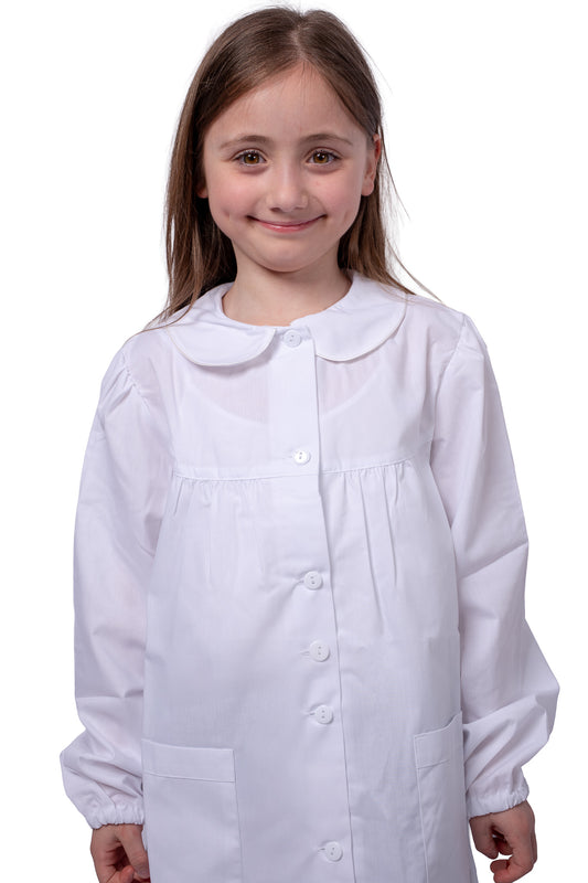 Grembiule Bambina Asilo, Abbottonatura centrale, colore Bianco