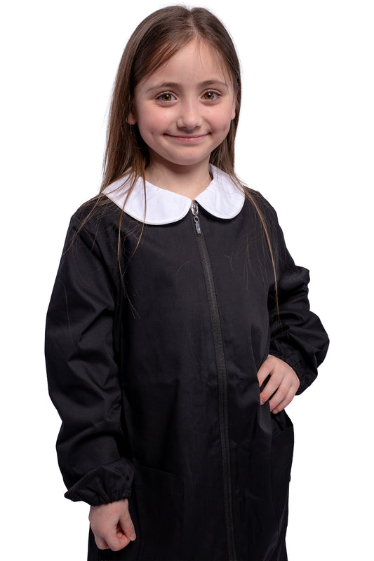 Grembiule Bambina Scuola, Chiusura Zip, colore Nero
