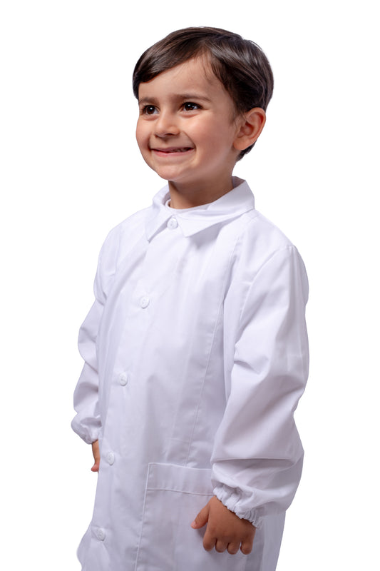 Grembiule Bambino Asilo, Abbottonatura centrale, colore Bianco