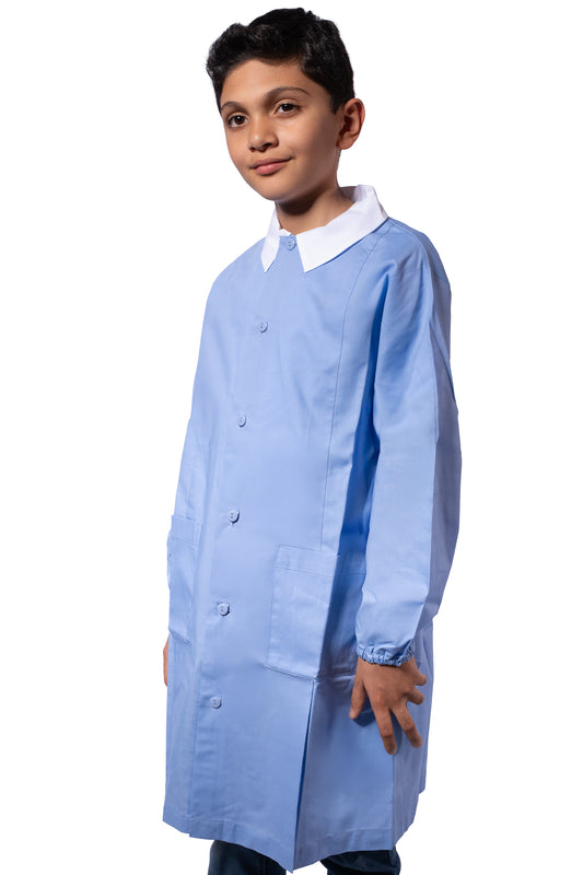 Grembiule Bambino Scuola, Abbottonatura Centrale, colore Celeste
