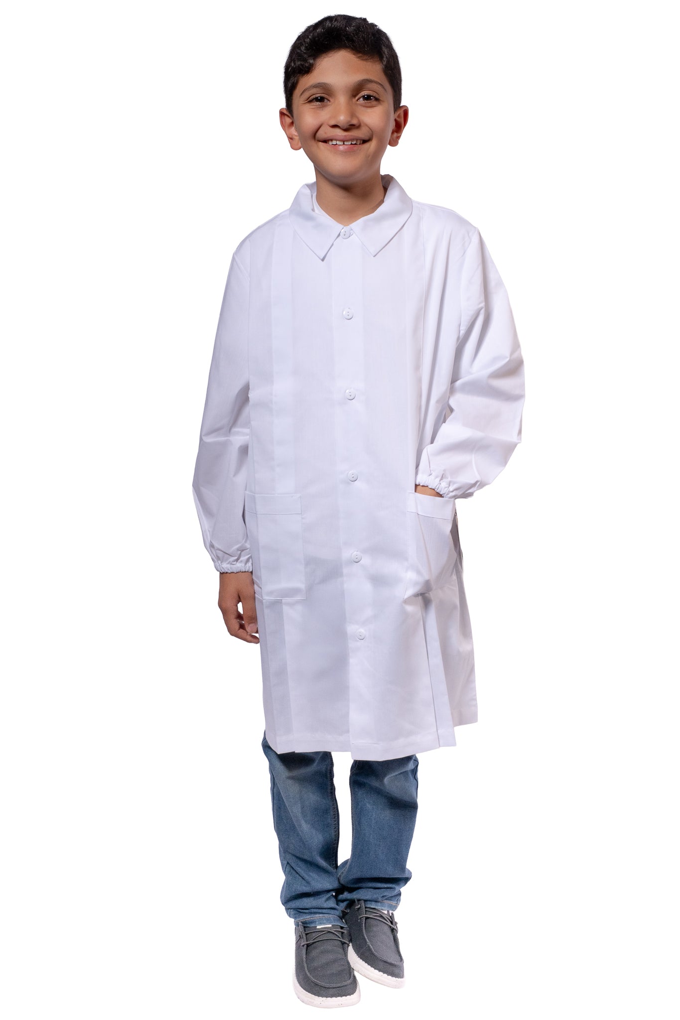 Grembiule Bambino Scuola, Abbottonatura Centrale, colore Bianco