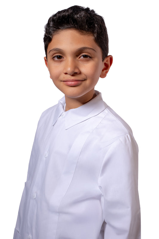 Grembiule Bambino Scuola, Abbottonatura Centrale, colore Bianco