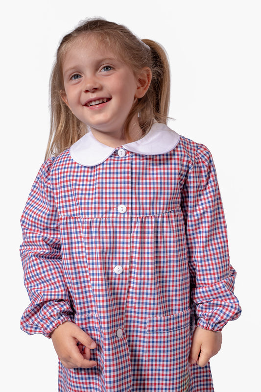 Grembiule Bambina Asilo, Abbottonatura centrale, colore Scozzese Quadrettato