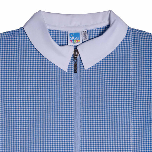 Grembiule Bambino Asilo, Chiusura Zip, colore Azzurro/Bianco Quadrettato