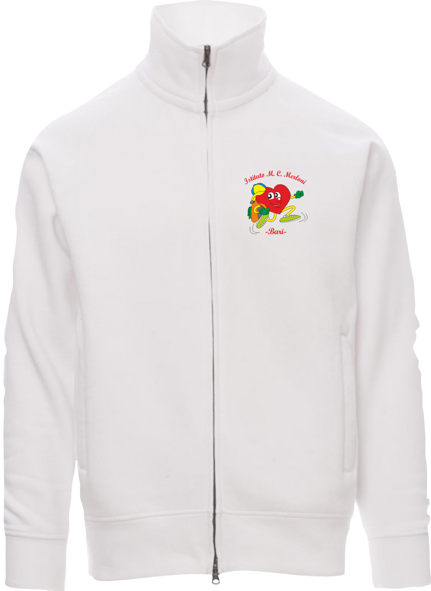 Felpa bianca con zip, invernale bimbo/bimba - Scuola Merloni