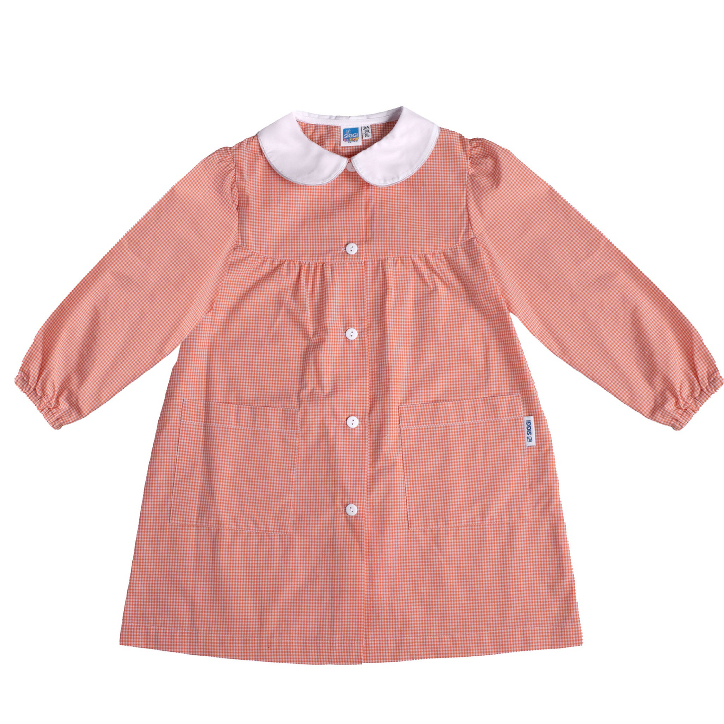 Grembiule Bambino Asilo, Abbottonatura Centrale, colore Bianco/Arancione Quadrettato (Copia)