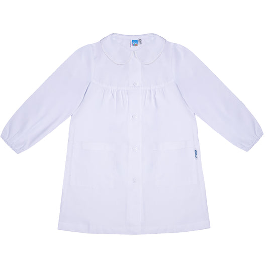 Grembiule Bambina Scuola, Abbottonatura centrale, colore Bianco