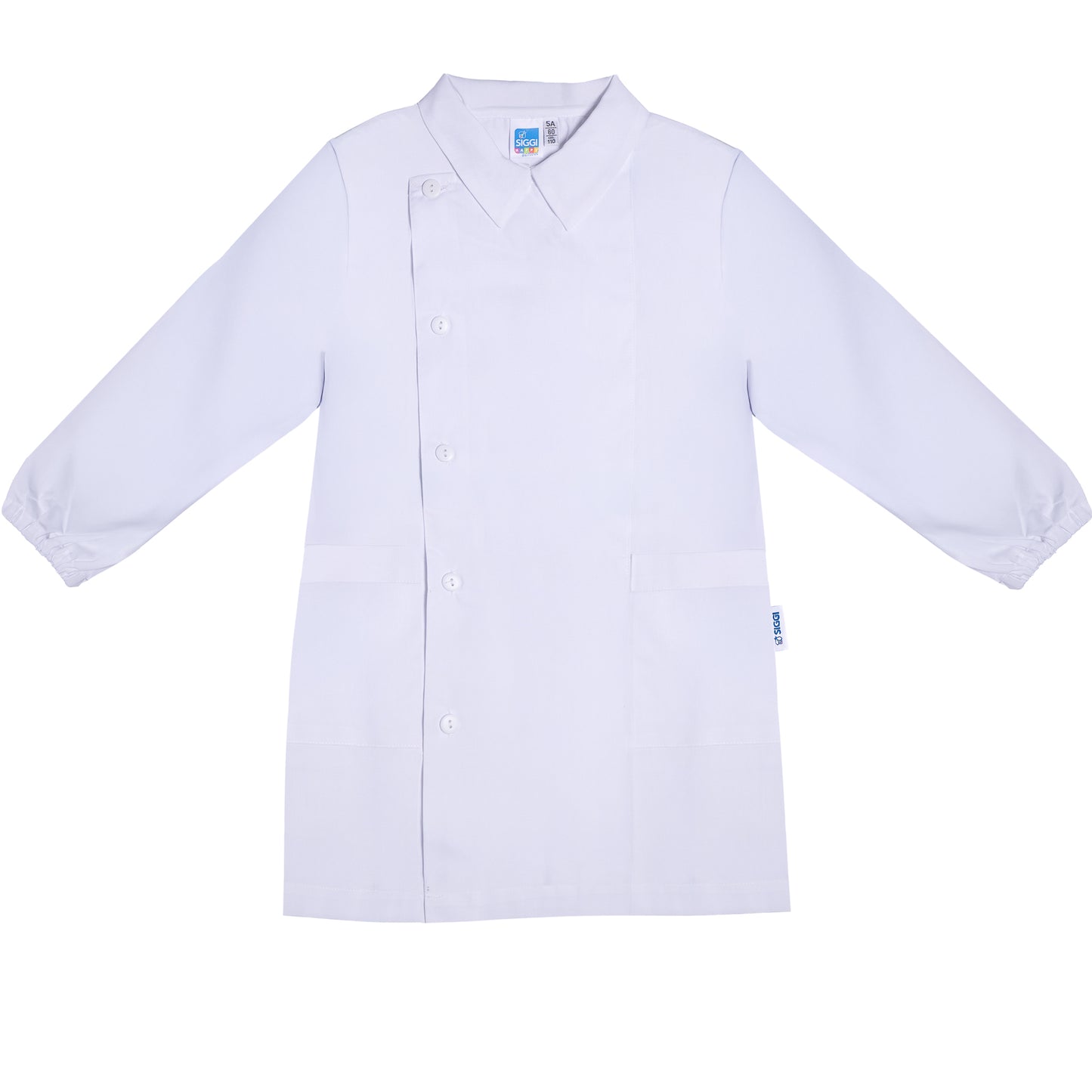Grembiule Bambino Asilo, Abbottonatura laterale, colore Bianco