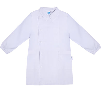 Grembiule Bambino Asilo, Abbottonatura laterale, colore Bianco