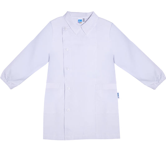 Grembiule Bambino Asilo, Abbottonatura laterale, colore Bianco