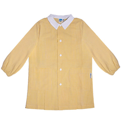 Grembiule Bambino Asilo, Abbottonatura centrale, colore Giallo/Bianco Quadrettato