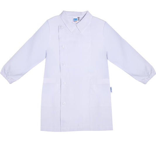 Grembiule Bambino Scuola, Abbottonatura Laterale, colore Bianco