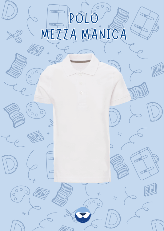 Polo Mezza Manica Bianca Adulto