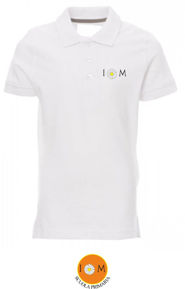 Polo manica corta, colore bianco - Scuola primaria