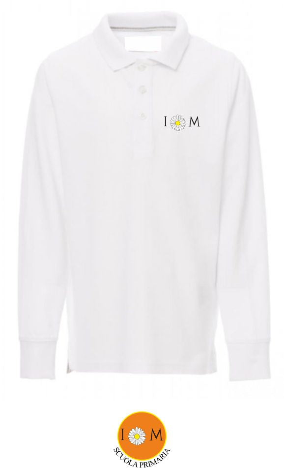 Polo manica lunga, colore bianco - Scuola Primaria