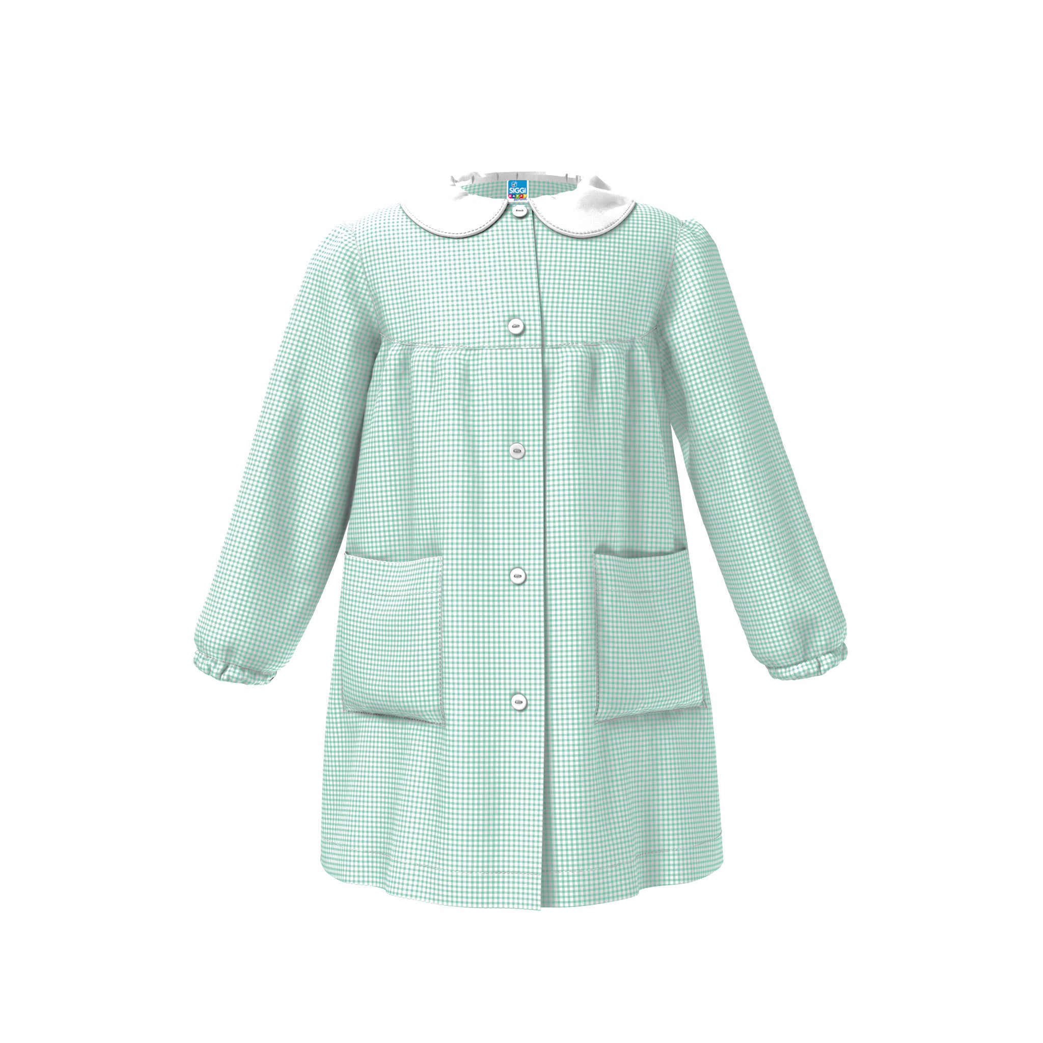 Grembiule Scuola Asilo Bambina Made In Italy - Bianco Con Bottoni, Ideale Per Personalizzare - Taglie 2-7 Anni